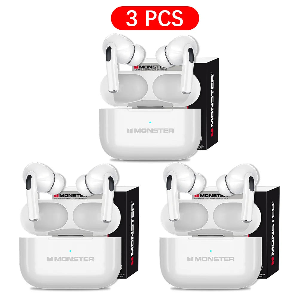 MONSTER Wireless Bluetooth 5.3 Earphones LCD Touch Screen Headphones ANC Noise Reduction Headset Built In HD Mic  Music Earbuds