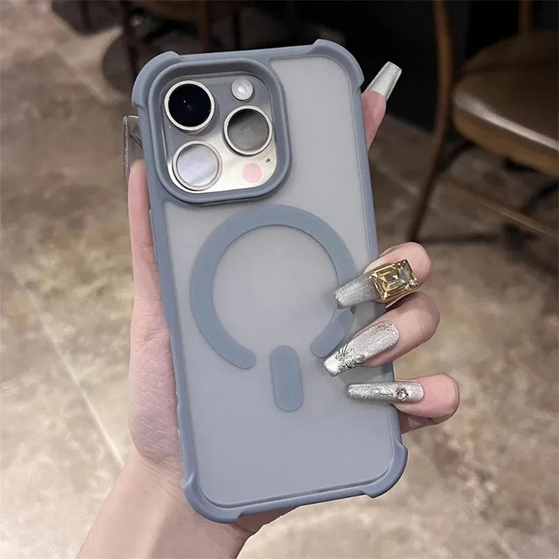 Matte Translucent for Magsafe Phone Case for iPhone 17 16 15 14 13 12 11 Pro Max Magnetic Wireless Charging Shockproof