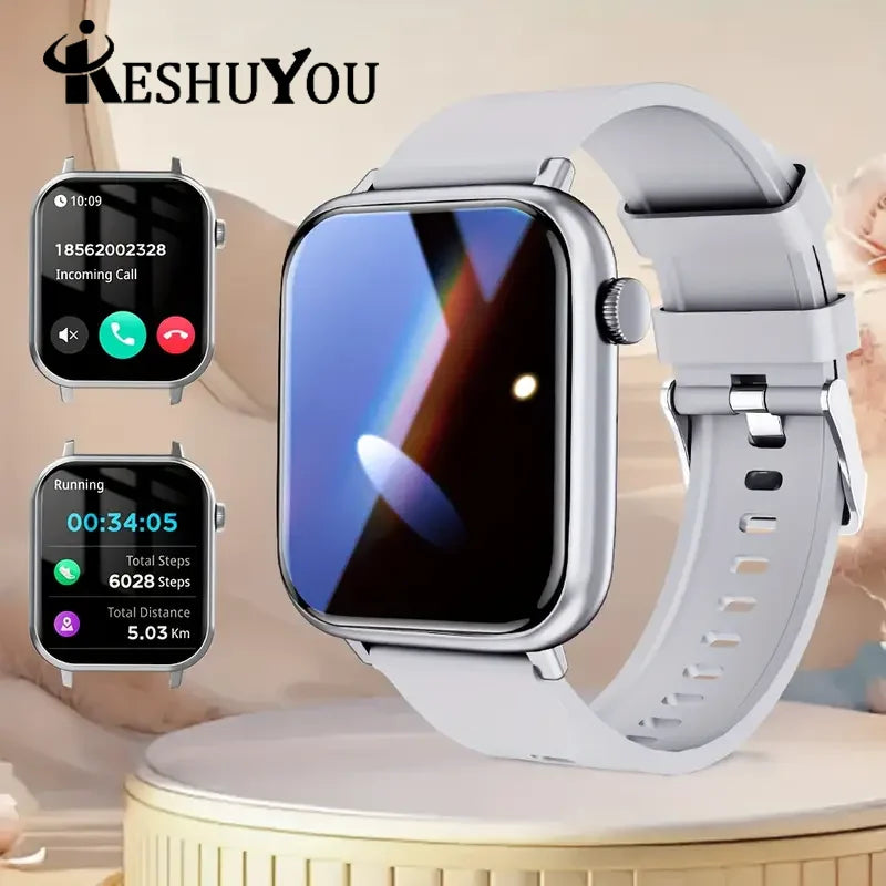 KESHUYOU 2025 New Smart Watch Bluetooth Talk Heart Rate Monitor Sports Health IP68 Waterproof