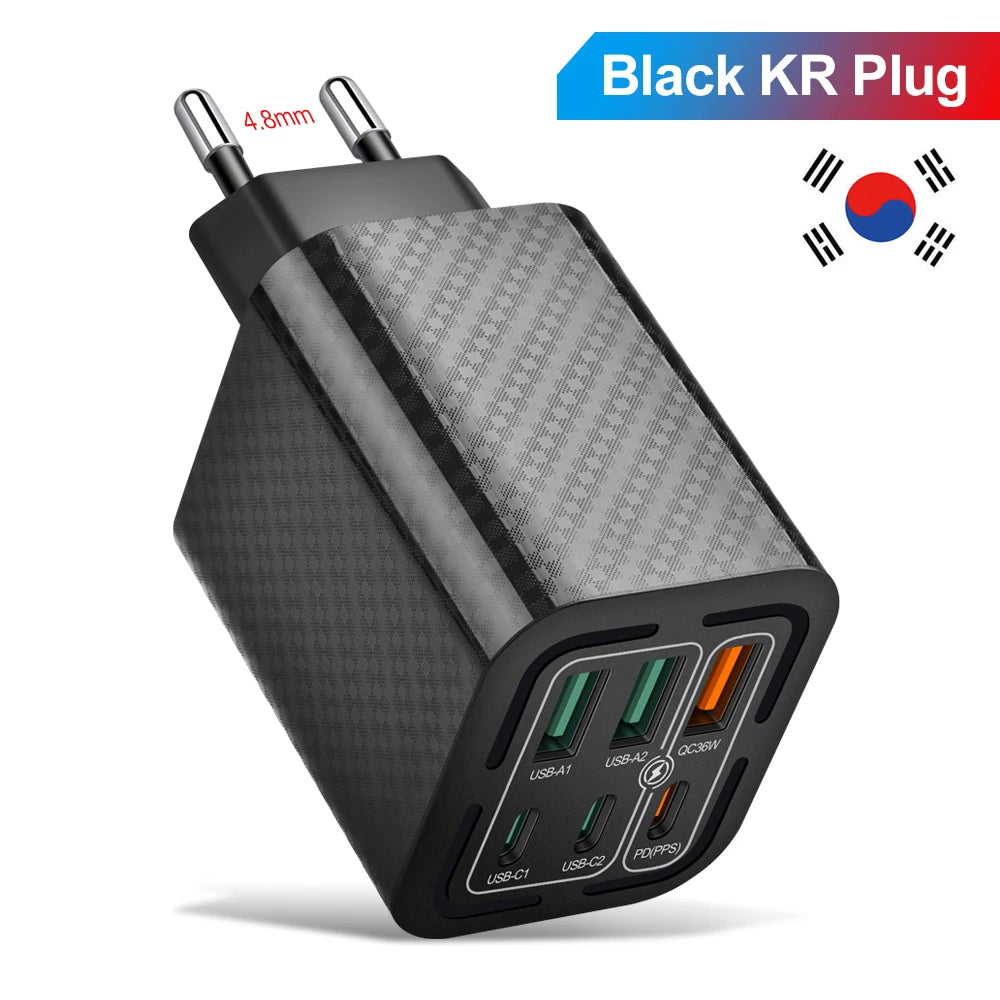 3PD+3USB 100W Wall Charger – QC 3.0 Fast Charging Adapter for iPhone, Samsung, Xiaomi & Huawei