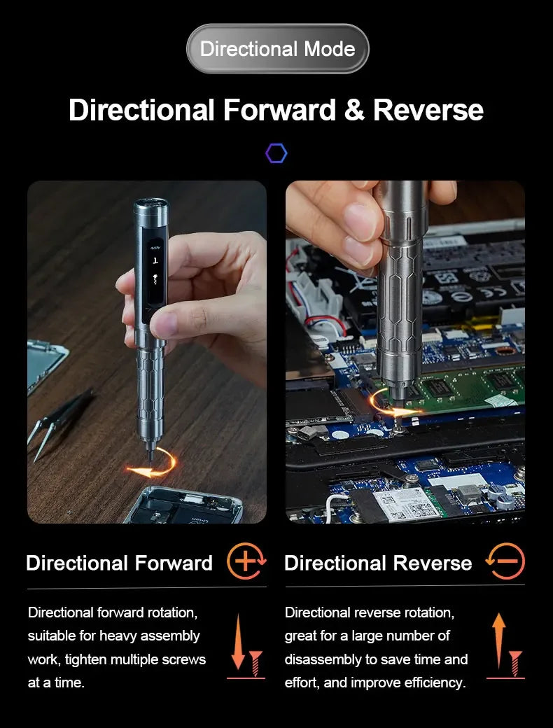 MINIWARE ES15S intelligent Motion Control Electric Screwdriver USB Chargeable Cordless  24pcs 4mm Bit Set LED lights