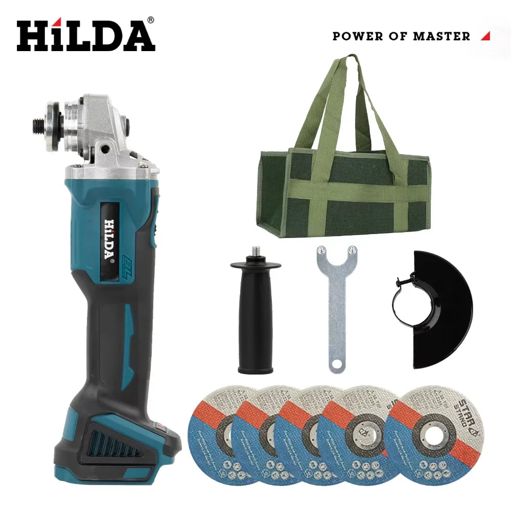 HILDA 21V Brushless Angle Grinder - Rechargeable Polishing Tool