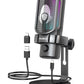 Gaming USB Condenser Microphone – RGB PC Mic with Mute, Gain Knob, Metal Stand & Pop Filter