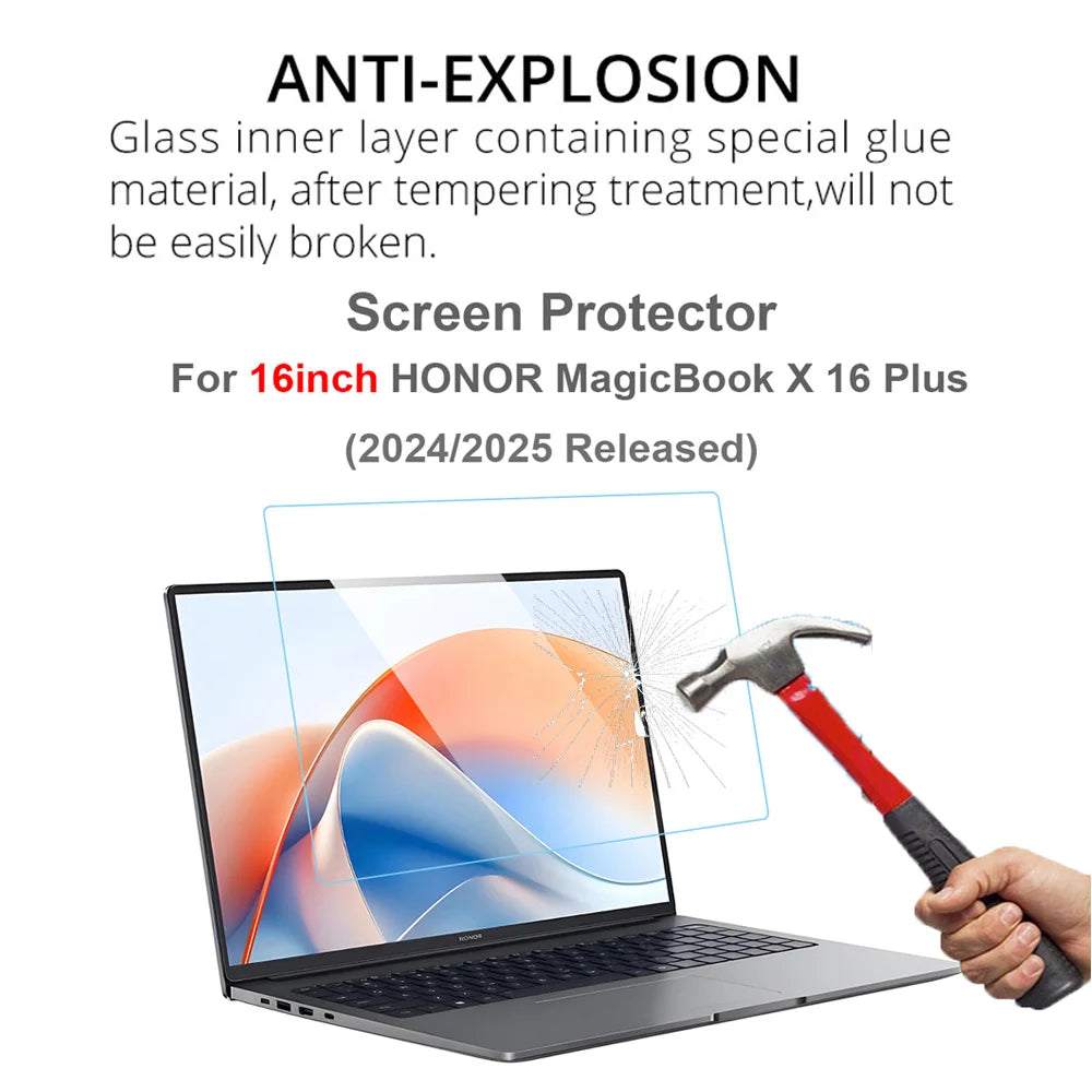 For 16Inch HONOR MagicBook X16 Plus 2024 2025 Screen Protector Scratch-proof Clear 0.3MM HD 9H NoteBook