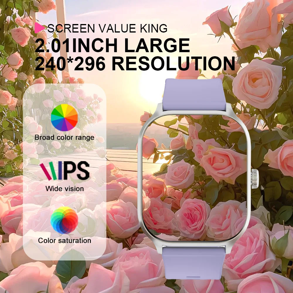 LAXASFIT 2025 New Smart Watch 2.01” Inch HD Screen Bluetooth Talk Pedometer IP68 Waterproof 123 Sport Modes