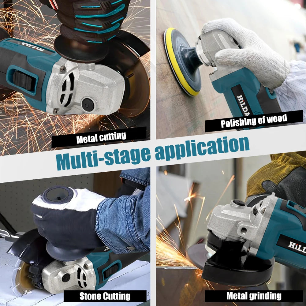 HILDA 21V Brushless Angle Grinder - Rechargeable Polishing Tool