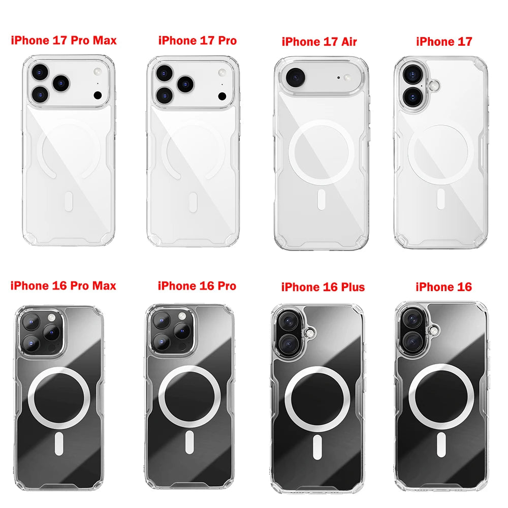 Nillkin For iPhone 17 Pro Max 17 Air iPhone 16 Pro Max 16 Plus 17Pro Nature Pro Magnetic Transparent TPU Frame Cover Phone
