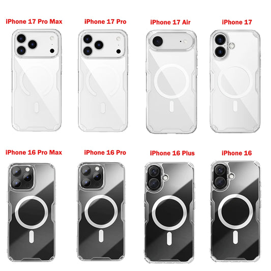 Nillkin For iPhone 17 Pro Max 17 Air iPhone 16 Pro Max 16 Plus 17Pro Nature Pro Magnetic Transparent TPU Frame Cover Phone