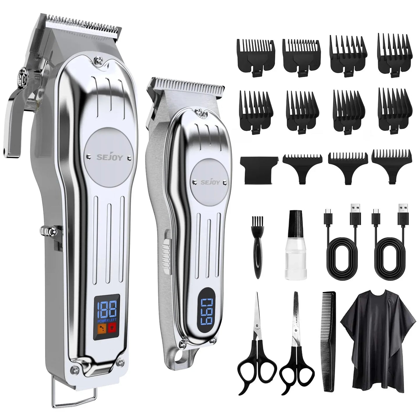 Sejoy Professional Hair Clipper Combo Kit – Rechargeable Cordless Hair Trimmer for Men