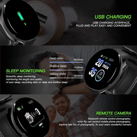 D18 Multifunctional Smart Watch Men Women Bluetooth Connected Phone Music Fitness Sports Bracelet Sleep Monitor Y68