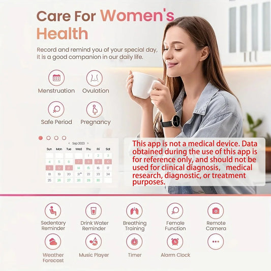 Feminine 1.39'' HD Smart Watch with Menstrual Cycle Tracker Heart Rate & Sleep Monitor IP67 Waterproof Fitness for Women