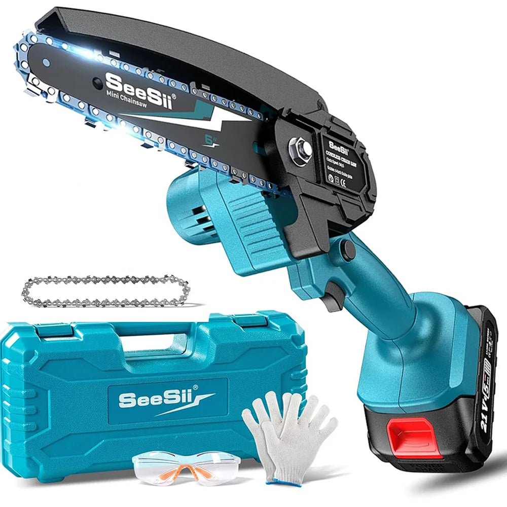 Seesii 6-Inch Cordless Mini Electric Chainsaw for Garden