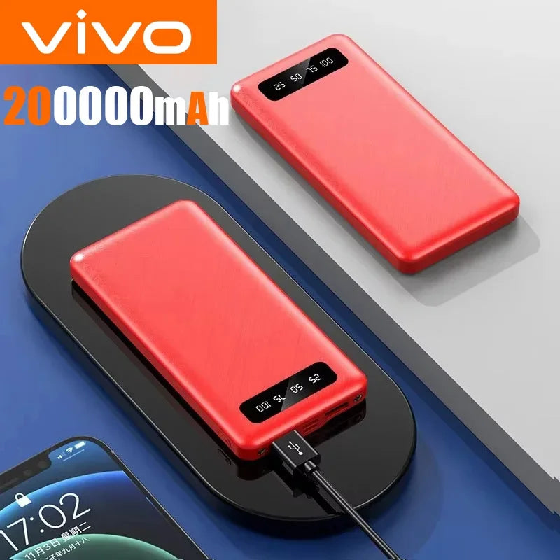 VIVO 200000mAh 120W Power Bank Super Fast Charging Battery High Capacity Digital Display For iPhone Samsung Huawei