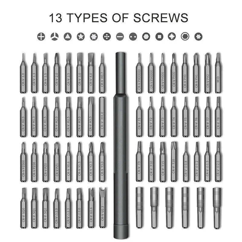 63 in 1 Precision Screwdriver Set Home Hand Repair Tool Kit Magnetic Phillips Drill Bits for iPhone Xiaomi Camera Glasses Watch
