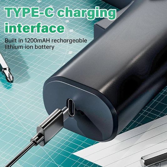 3.6V Type-C Electric Screwdriver – Alloy ABS, Large Torque 200 RPM, 2500mAh Rechargeable Cordless Drill