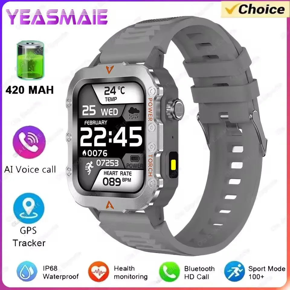 New for Outdoor Smartwatch Military  Men with Led Lighting Bluetooth Call Fitness Heart Rate