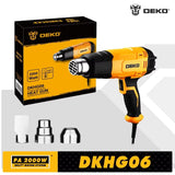 DEKO DKHG06 2000W Heat Gun with 2-Temp Settings & 3 Nozzles