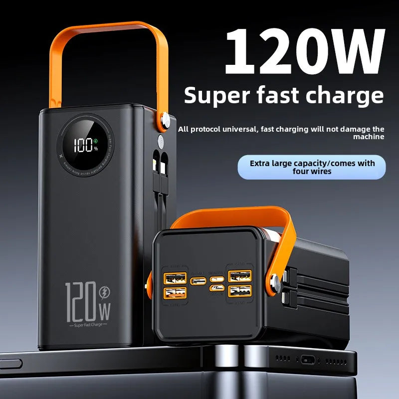 Super Fast Charging 160,000 MAh Power Bank Comes with Line Outdoor Camping Large Capacity BCAK Mobile Power Supply 50000mah