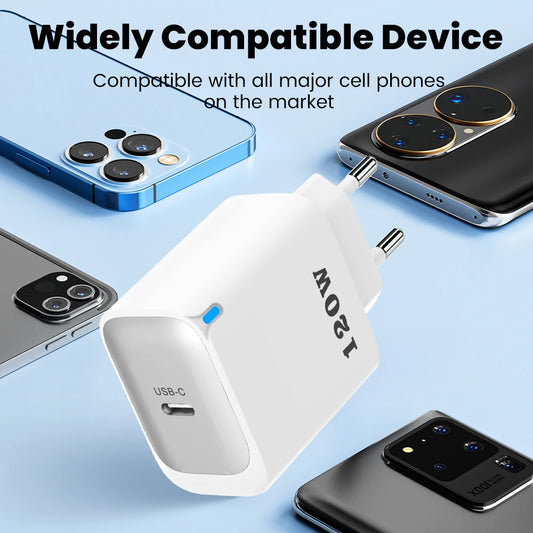 120W PD Fast Charger Type C Quick  3.0 USB C For iPhone 15 16 Samsung Xiaomi 0.25m USB C to C Short Cable