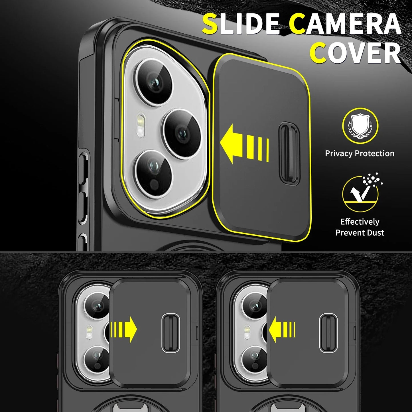 Shockproof Magnetic Case for Honor 400 Pro 5G Slide Camera Lens Ring Stand Protect Cover for Honor 400 Lite X9C Magic7