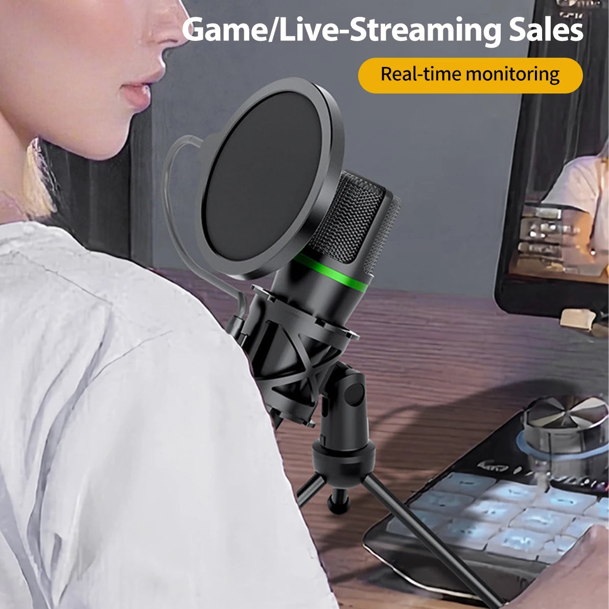 Condenser USB Wired Microphone – Professional Gaming & Streaming Mic for PC, Laptop, Podcast with RGB