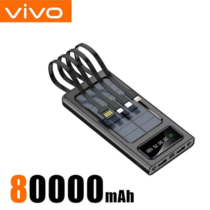 VIVO 200000mAh Solar Power Bank 3C Certification 4-in-1 Ultra Capacity LED Light Outdoor Charger Fast Charging External Battery