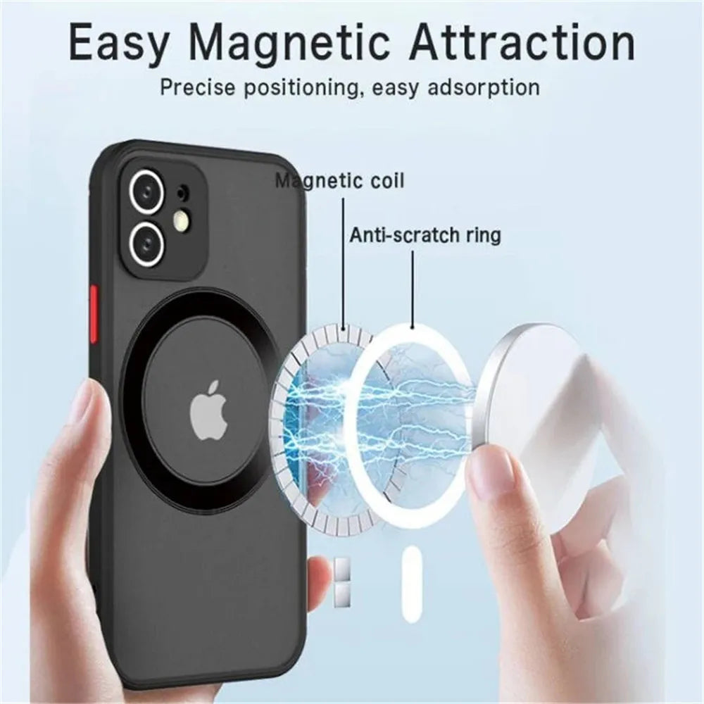 For Magsafe Wireless Charge Case For iPhone 17 Air 15 14 13 12 11 16 Pro Max Mini 16 Plus Magnetic Shockproof Armor Phone