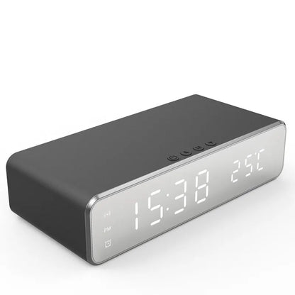 Wireless Charger Time Alarm Clock LED Digital Thermometer Chargers Fast Charging Dock Station for iPhone Samsung
