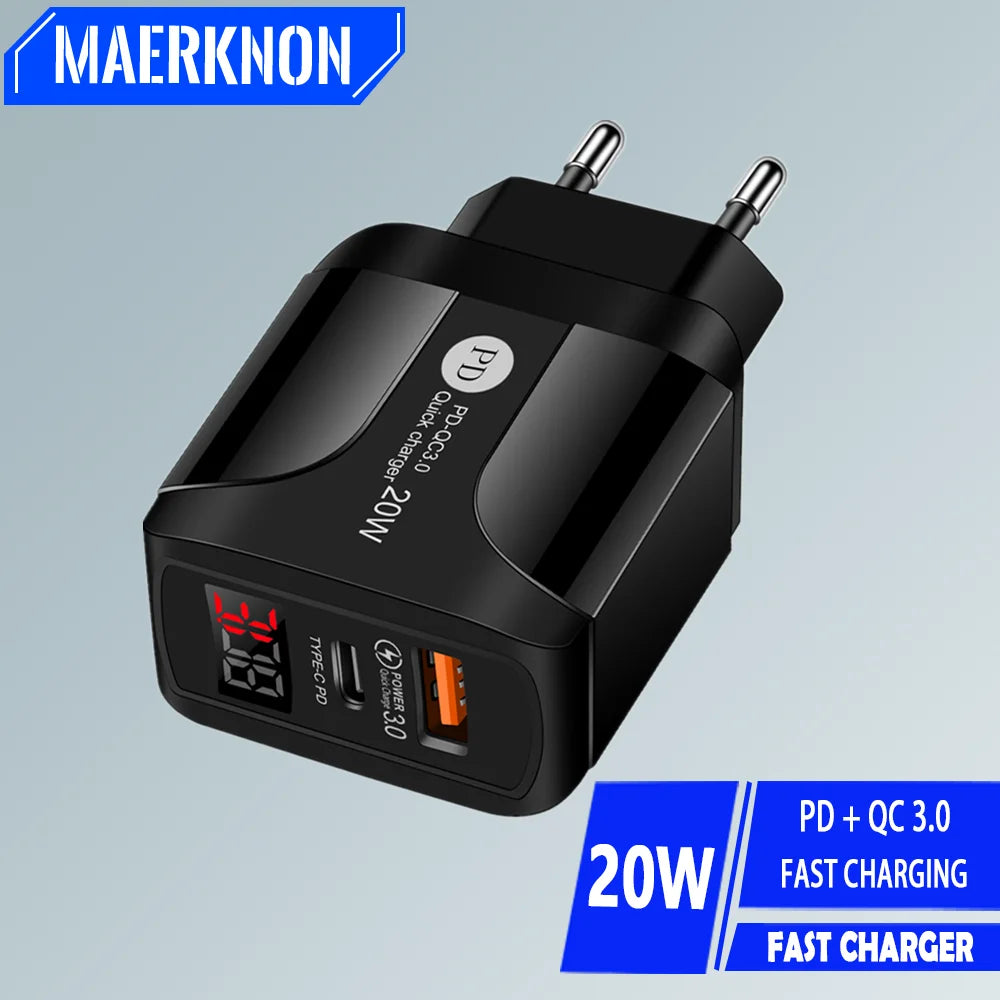 PD 20W USB Charger Fast Type C Mobile Phone QC 3.0 For Iphone 14 15 Huawei Xiaomi Samsung USB