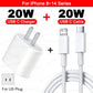US EU Adapter 20W PD Fast Charger For iPhone 13 12 11 14 15 16 Pro Max Plus Fast USB C Type C Cable Accessories