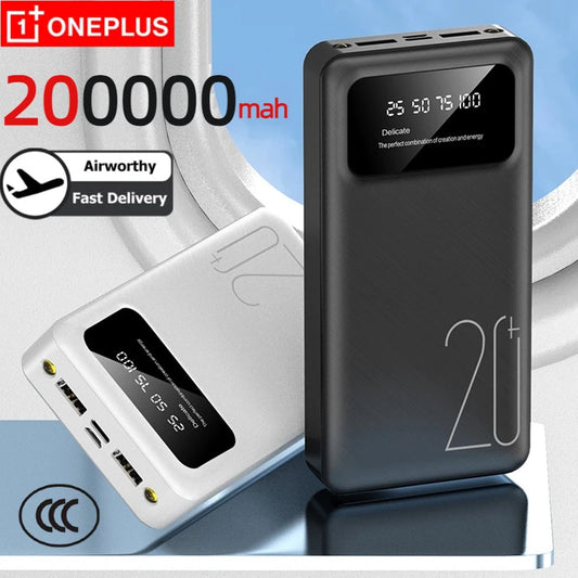 OnePlus 200000mAh PowerBank Large Capacity External Battery USB Fast Charging LED Display Portable Phone Charger For iphone