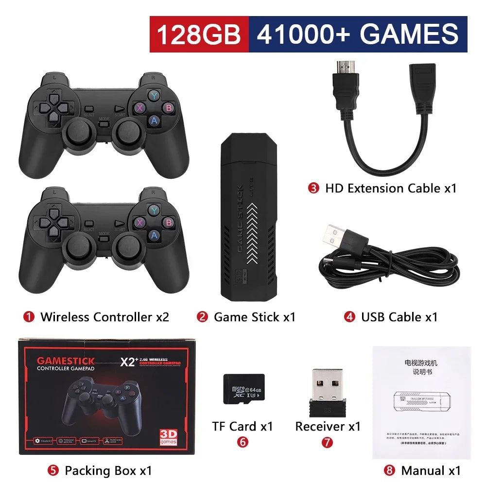 GD10 Plus Game Stick – 58,000 Games, 4K HD Console with Wireless Controllers