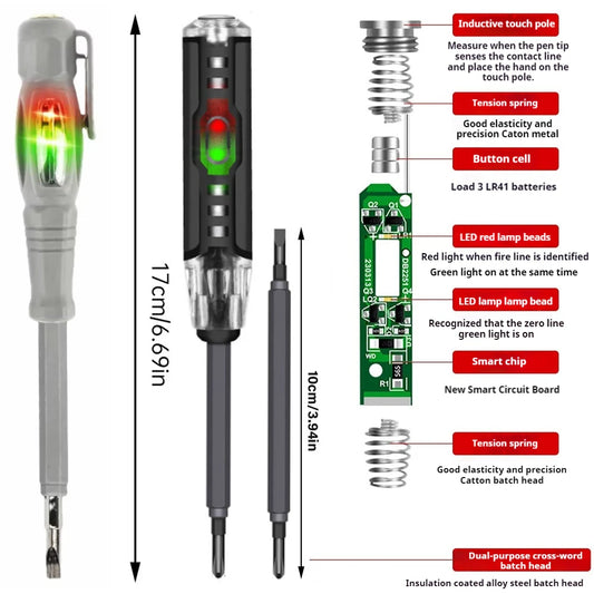 Multi Magnetic Screwdriver Handheld Voltage Tester Pen AC24-250V Zero Line Induction Detection Handtool