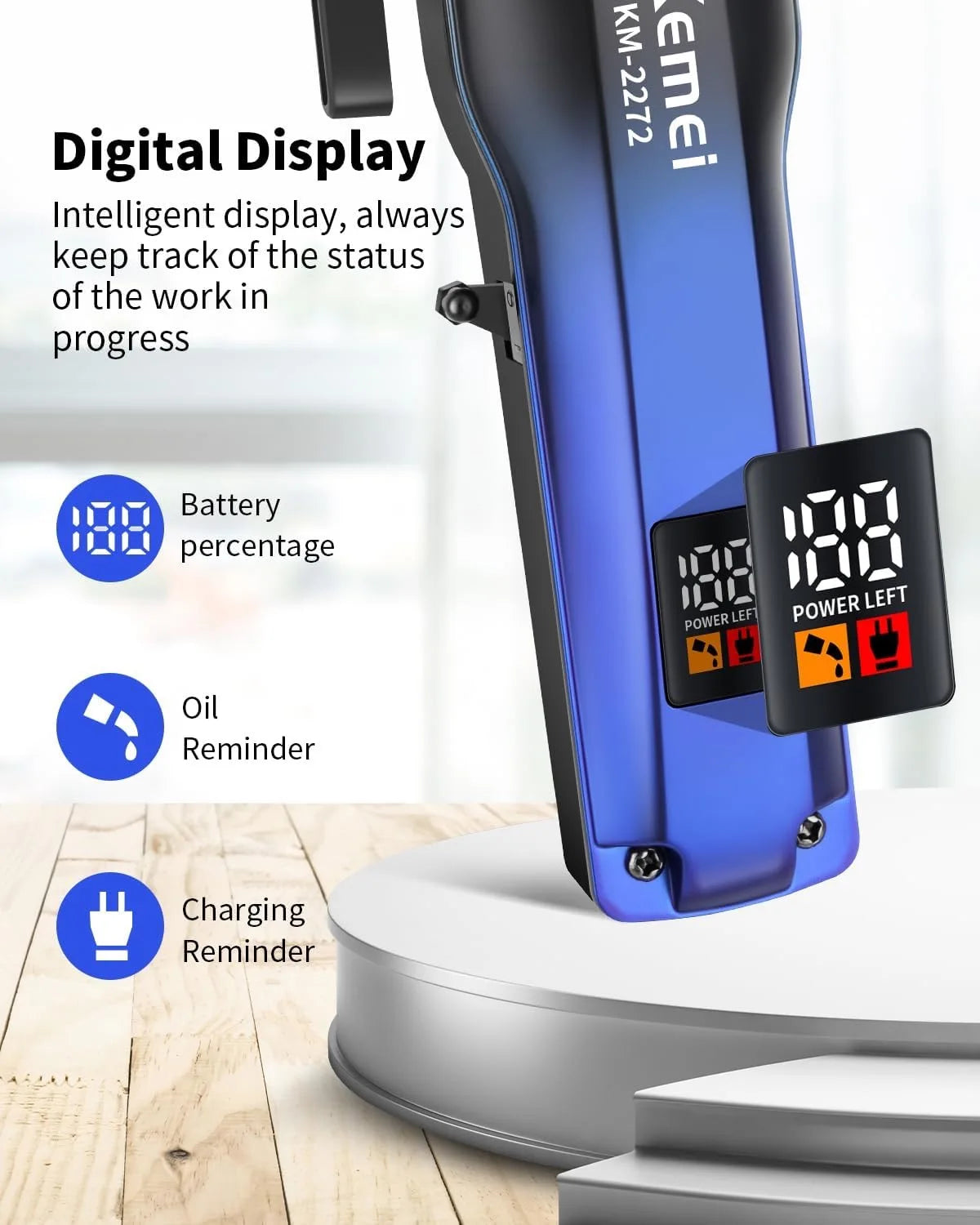 Kemei KM-2272 Professional Hair Clipper – Cordless, Rechargeable, Barber Tool