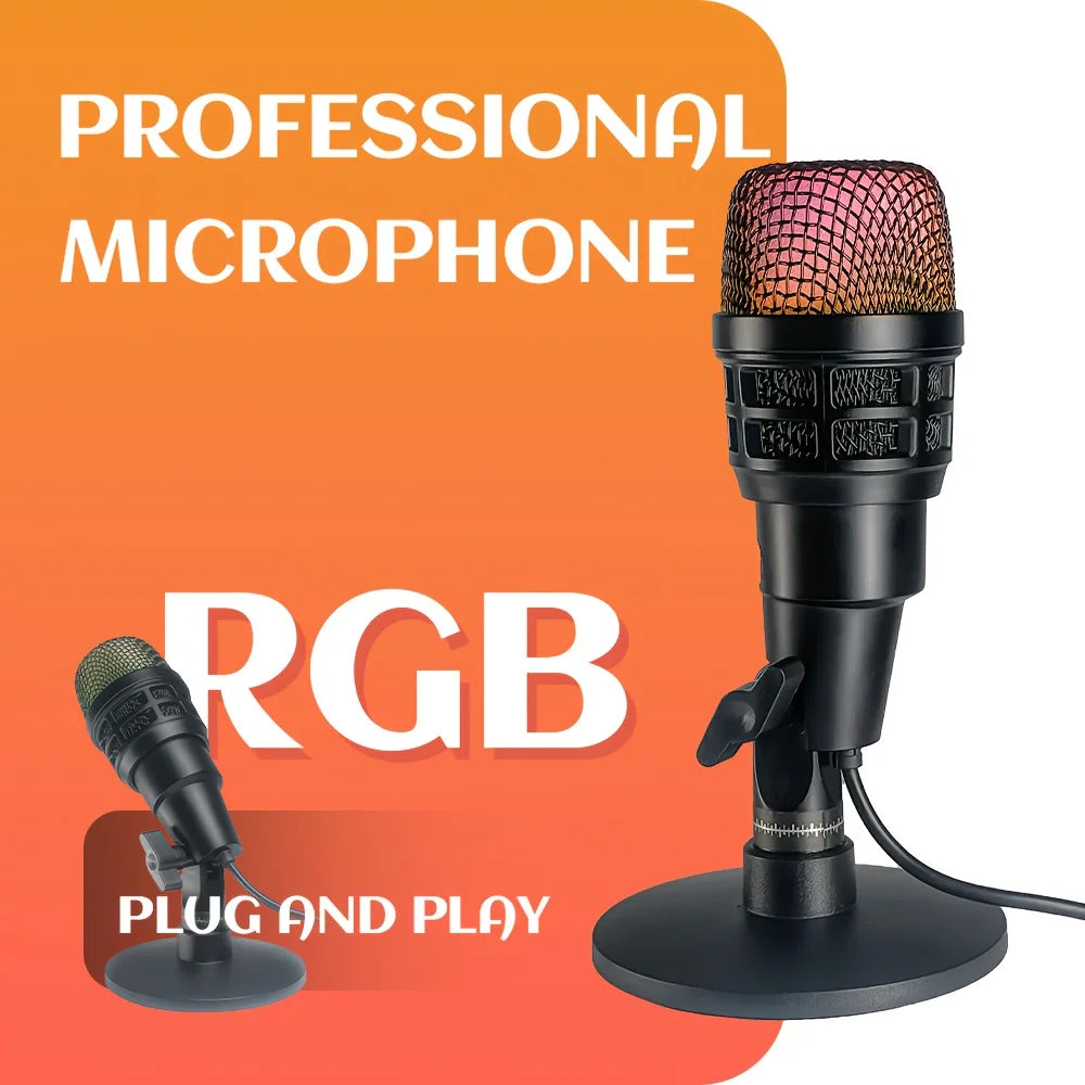 Mini USB RGB Condenser Microphone – Noise Reduction Mic for Streaming, Gaming & Calls
