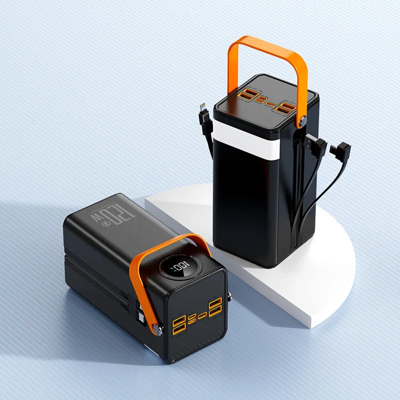 Super Fast Charging 160,000 MAh Power Bank Comes with Line Outdoor Camping Large Capacity BCAK Mobile Power Supply 50000mah