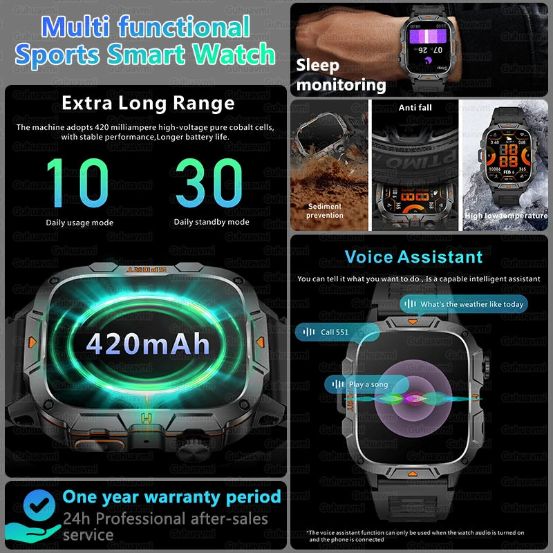 2025 For Xiaomi New Rugged Military GPS Smart Watch Men Bluetooth Call Health Monitoring AI Voice Sports Waterproof
