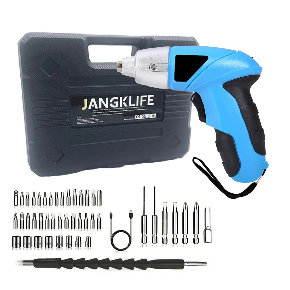 JANGKLIFE 3.6V Cordless Electric Screwdriver – Rechargeable 1300mAh Mini Drill Power Tool for Home DIY