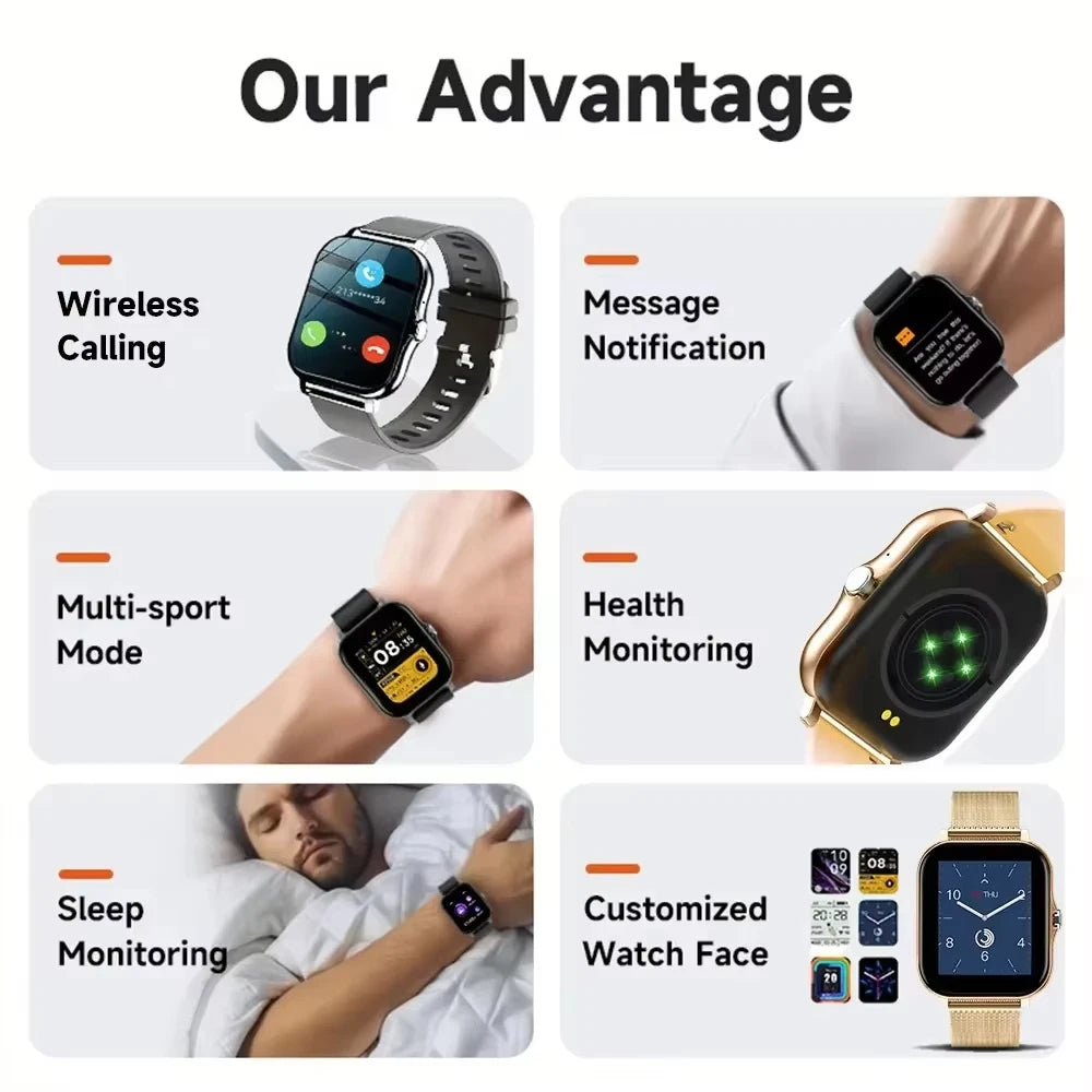 LAXASFIT 2025 Smart Watch Android IOS Bluetooth Talk Heart Rate Monitor Sleep Record Sports