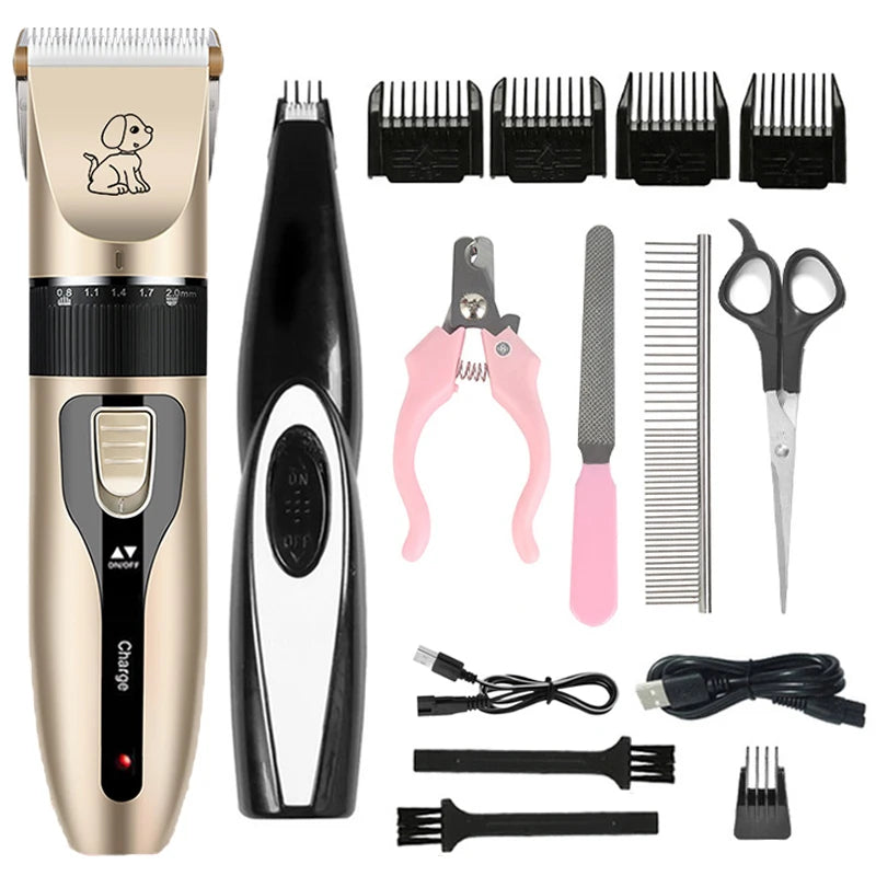 Electric Pet Clipper Grooming Kit – Rechargeable Dog & Cat Hair Trimmer Set