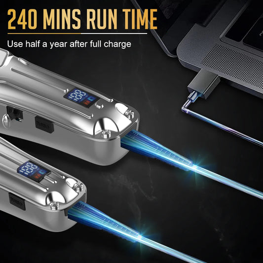 Hatteker Hair Trimmer Set – LCD Display, Oil Head & Carving Scissors Kit