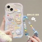 Korean 3D Bear Hang Phone Chain Lanyard Clear Soft Phone Case For iPhone 17 Air 16 15 14 Pro Max 11 13 12 Mini Plus Cute Cover
