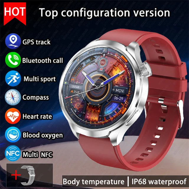 For Huawei 1.85-inch Smart Watch Men Sport Waterproof Fitness Heart Rate Watches Compass GPS Track NFC Bluetooth Call Smartwatch