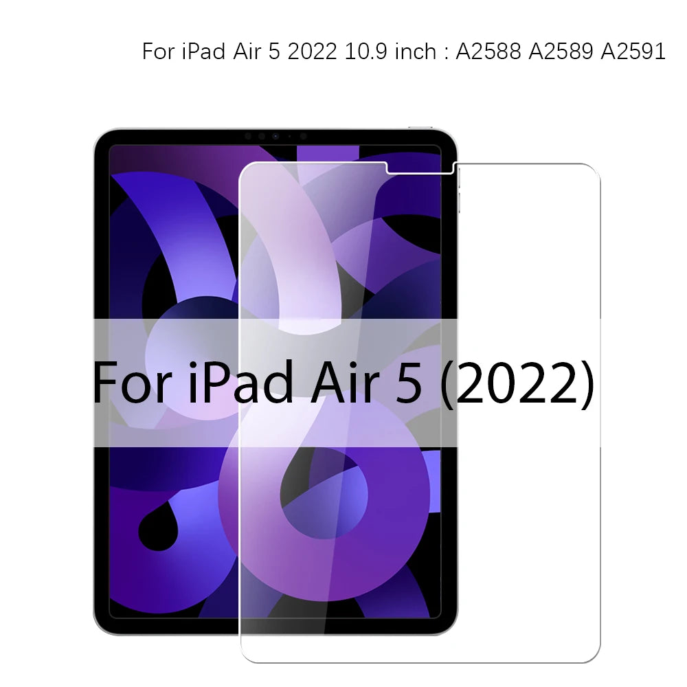 For Ipad A16 10 9 9th 10th Generation Pro 13 M4 12.9 Tempered Glass Screen Protector For Ipad Air 11 M2 M3 5 4 3 2 Mini 6 7 Film