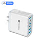 55W PD USB Charger 6 Ports Fast Charging Travel For iPhone Samsung Huawei Xiaomi Mobile Phone Quick 3.0