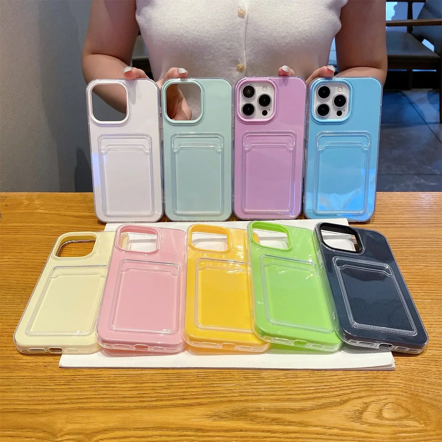 Candy Jelly Cute 2 in 1 Phone Case For Apple iPhone 11 12 13 14 15 16E 16 Pro Max Plus Funda with Card Holder Protective