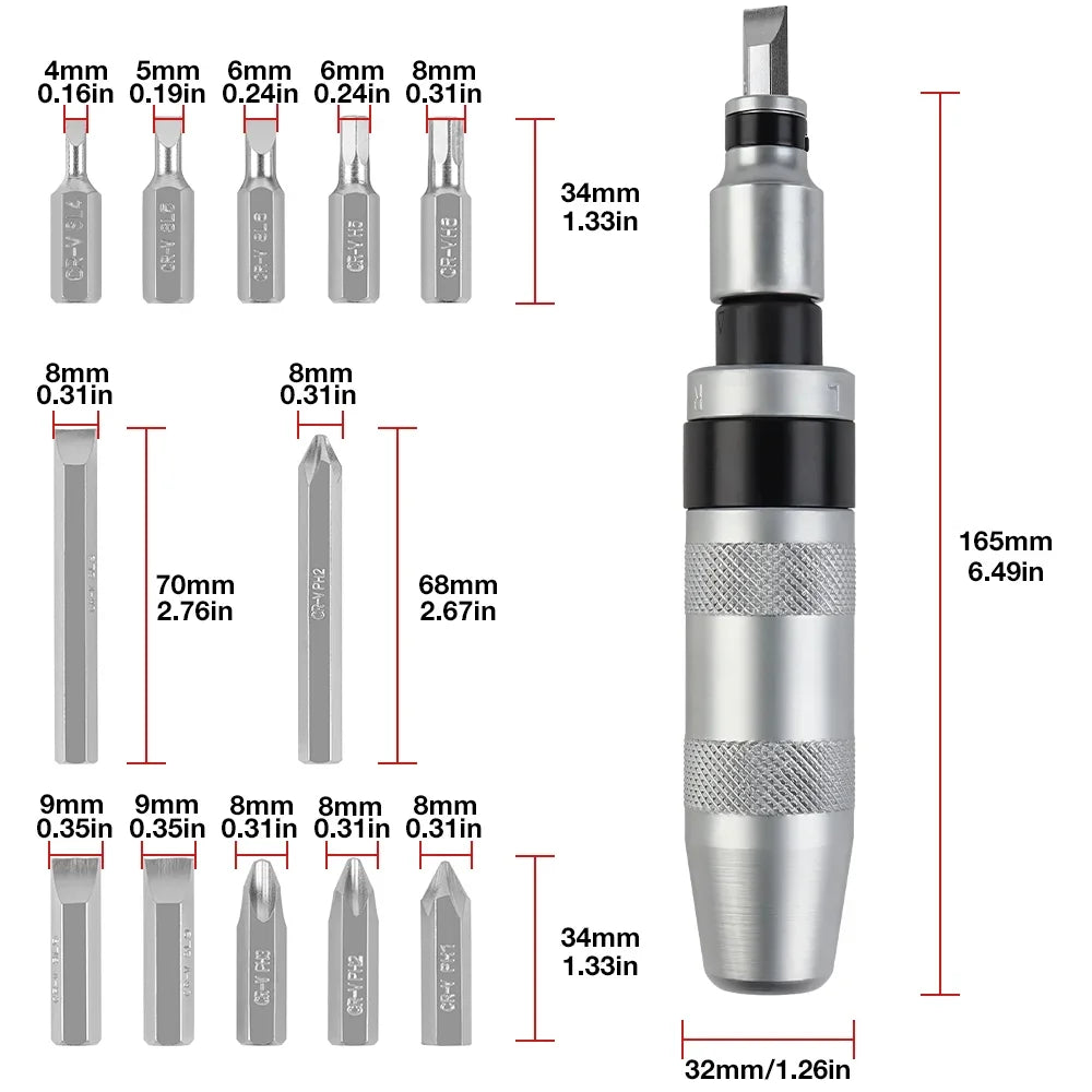 7/12 Pcs CR-V Manual Impact Screwdriver Set – Portable Reversible Hand Repair Tools for Home
