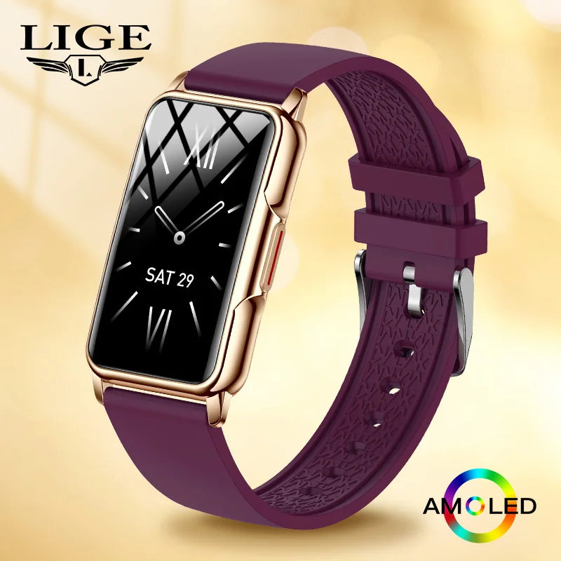 LIGE New Fashion Smart Watch Ladies Message Push Blood Pressure DIY Custom Dial Sports Bracelet Waterproof Men Women