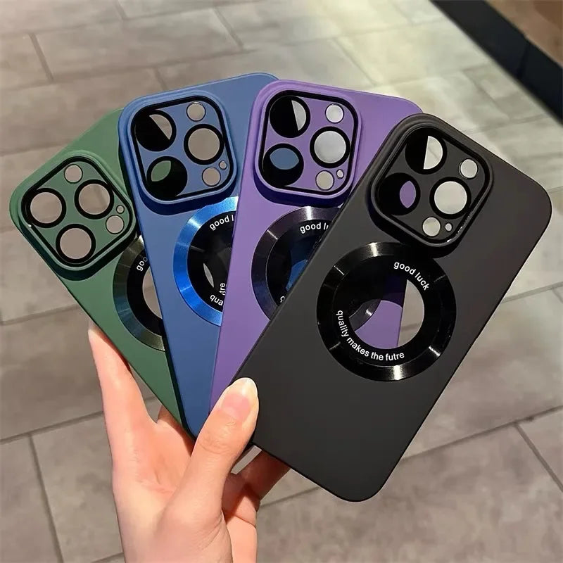 Luxury Frosted Solid Color Case For iPhone 17 16 Pro Max 17 Air 11 12 13 14 15 Plus For Magsafe Magnetic Camera Protection Cover