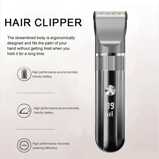 Professional Electric Hair Clipper – Waterproof, LED Display, USB Charging Set